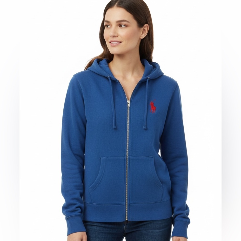 Polo By Ralph Lauren Women's Royal Blue Zip-Up Hoodie Casual - Size Xl